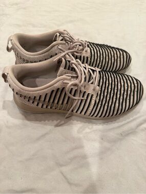 Nike Women’s Knit Sneakers in Beige and Black Stripes